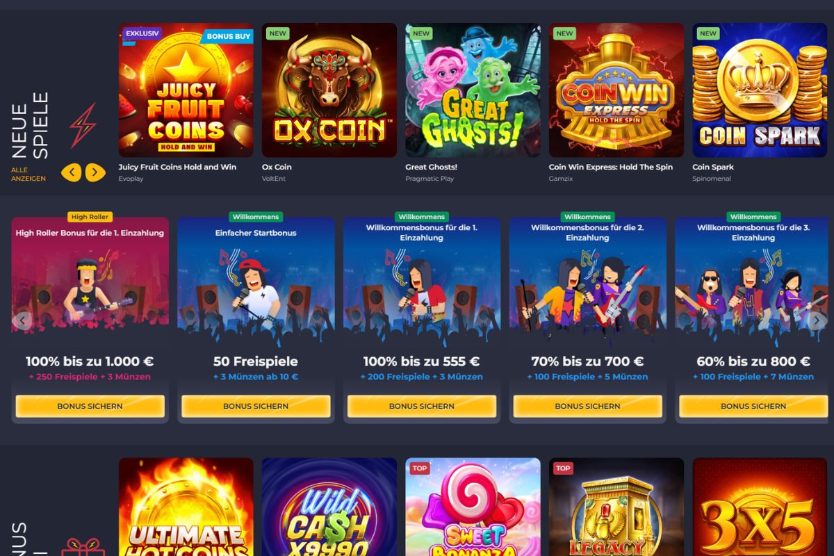 Rolling Slots neue Spiele und Boni – Casino-Lobby Screenshot